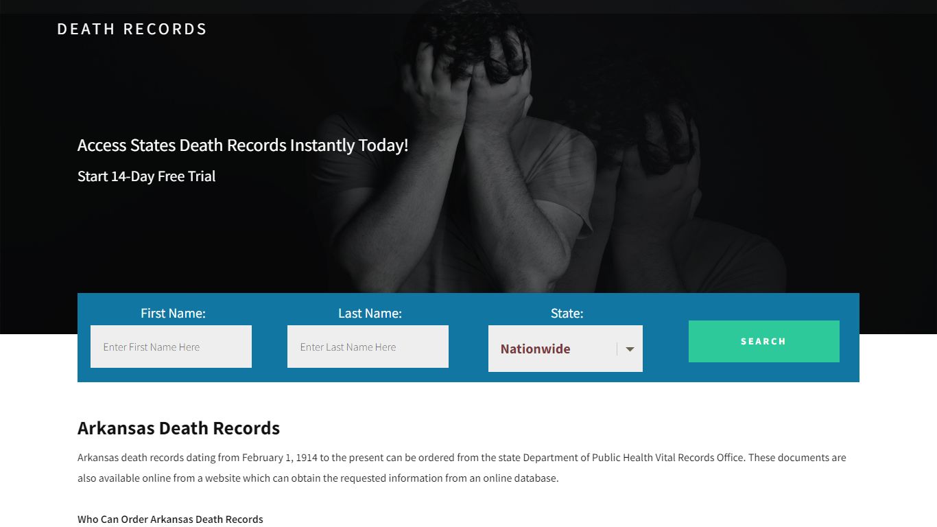 Arkansas Death Records | Enter Name and Search | 14 Days Free