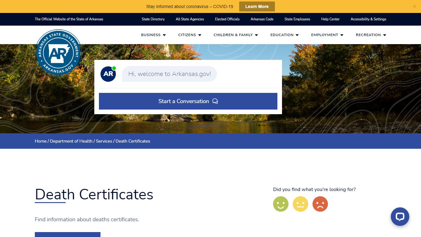 Death Certificates | Arkansas.gov